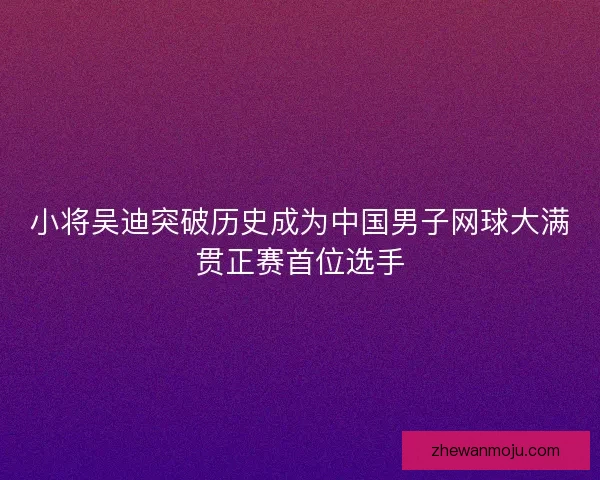 小将吴迪突破历史成为中国男子网球大满贯正赛首位选手 小将吴迪突破历史成为中国男子网球大满贯正赛首位选手