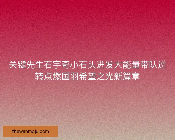 关键先生石宇奇小石头迸发大能量带队逆转点燃国羽希望之光新篇章 关键先生石宇奇小石头迸发大能量带队逆转点燃国羽希望之光新篇章