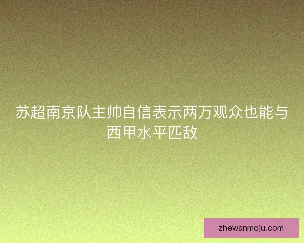 苏超南京队主帅自信表示两万观众也能与西甲水平匹敌